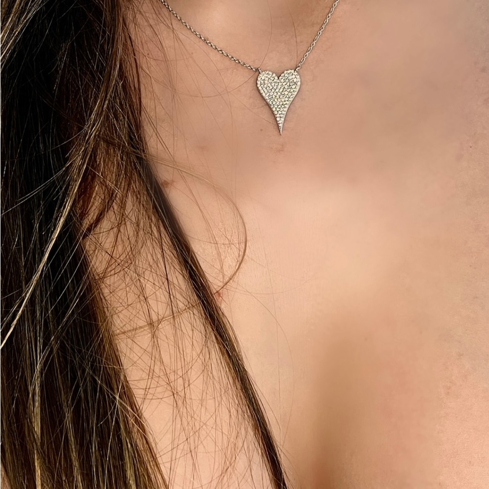 White gold and diamond heart 21mm- HODA Kelly heart - diamond - Mother’s Day